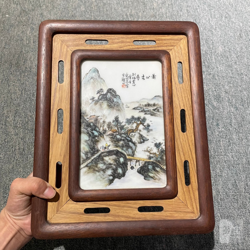 民国 粉彩山水图瓷板一组四件 - 图19